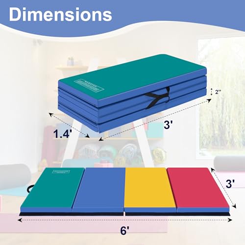 Polar Aurora 3'x6'x2 Thick Folding Gymnastics Exercise Mat Aerobics Stretching Yoga Mats - color: 4 Color