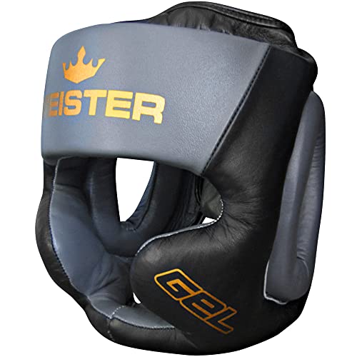 Meister Gel Full-Face Training Head Guard for MMA, Boxing & Muay Thai - Black/Charcoal - XX-Large