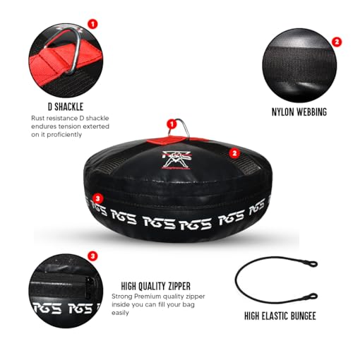 PGS Double End Floor Anchor for Punching Bag Double end Speed Ball, Maximum Swing Reduction for Boxing MMA, Non Tear Maya Hide Leather, Heavy Duty D Ring