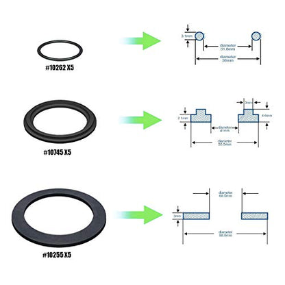 25076RP O-Ring Kit Rubber Washers for Pool Plunger Valves, Strainer Washer and Ring Kit for 1-1/2in Fittings Replacement Gasket(15 pcs) - 10745, 10262 and 10255 - size: 25076RP