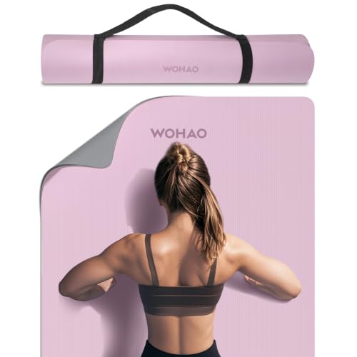 8mm Extra Wide 80cm Yoga Mat Non Slip - color: Taro Purple+Gray