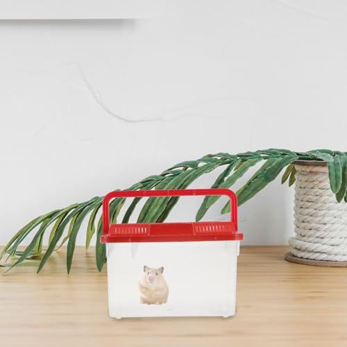 Mobestech Portable Turtle Transport Container and Mini Fish Aquarium Tank, Plastic Reptile Breeder Box with Handle, Medium Red Pet Habitat for Small Fish and Hamsters