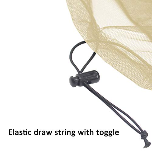Mosquito Head Mesh Nets Gnat Face Netting for No See Ums Insects Bugs Gnats Biting Midges from Any Outdoor Activities, Works Over Most Hats Comes with Free Stock Pouches (3pcs, Khaki) - color: Khaki