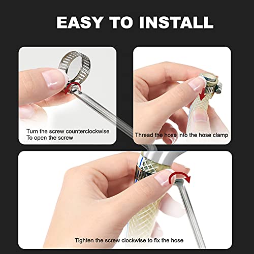 20pcs Adjustable Worm Gear Hose Clamp Stainless Steel Pipe Clamps, 1"-2"(27-51mm) Tube Clamp Tool for Water Pipe, Plumbing, Fuel Line,Intercooler