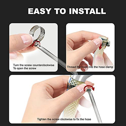 20pcs Adjustable Worm Gear Hose Clamp Stainless Steel Pipe Clamps, 1"-2"(27-51mm) Tube Clamp Tool for Water Pipe, Plumbing, Fuel Line,Intercooler