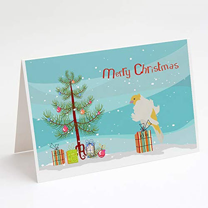 Caroline's Treasures CK4484GCA7P Parisian Trumpeter Canary Merry Christmas Greeting Cards and Envelopes Pack of 8 Blank Cards with Envelopes Whimsical A7 Size 5x7 Blank Note Cards - style: Birds - Parisian Trumpeter