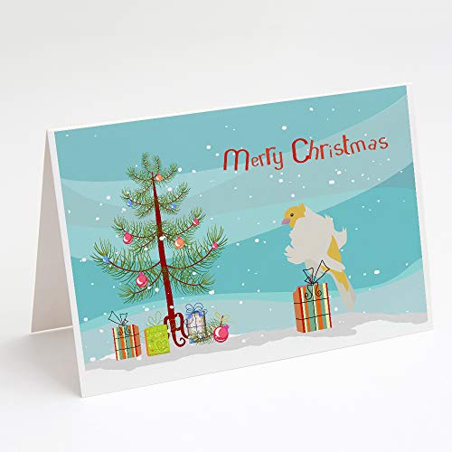 Caroline's Treasures CK4484GCA7P Parisian Trumpeter Canary Merry Christmas Greeting Cards and Envelopes Pack of 8 Blank Cards with Envelopes Whimsical A7 Size 5x7 Blank Note Cards - style: Birds - Parisian Trumpeter