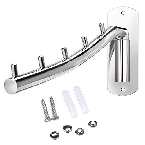 Sumnacon Clothes Hanger Rack，Wall Mount Garment Hook with Swing Arm，Silver - color: Silver