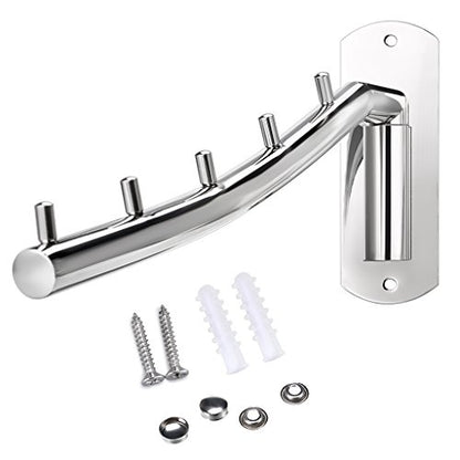 Sumnacon Clothes Hanger Rack，Wall Mount Garment Hook with Swing Arm，Silver - color: Silver