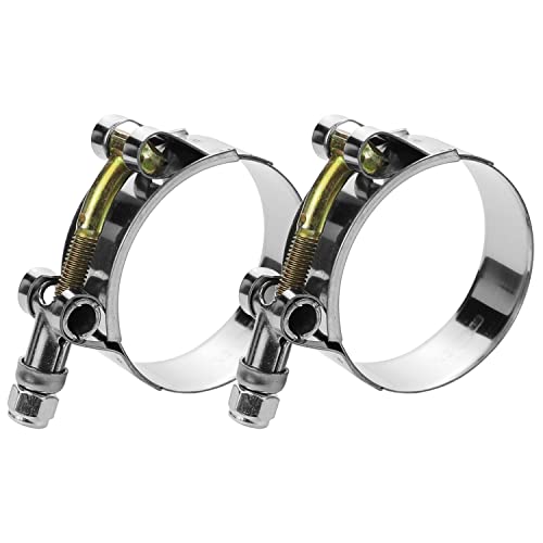 2 Pack 2" T-Bolt Hose Clamps, 304 Stainless Steel Turbo Intake Clamp, Working Range 2.20"-2.52"(56mm-64mm) for 2" I.D. Hose with 5mm Wall Thickness.(Suggest measure hose O.D. before buying) - size: 2" hose clamp 56mm-64mm (2.2-2.5”)