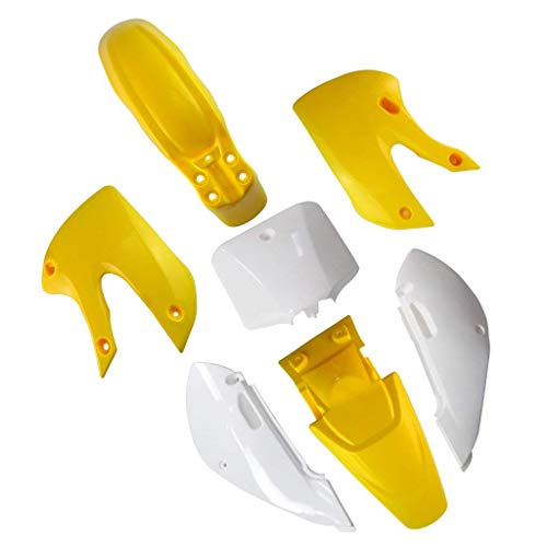 Replacement Plastic Fuel Kit & Gas Tank with Petcock & Cap For KLX110 KX65 DRZ110 Suzuki KLX KX DRZ 65 110 (4Yellow+3White) - color: 4Yellow+3White