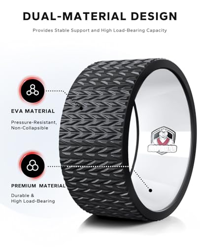 HAPBEAR Yoga Wheel Set with Exercise Ball, 12'' Back Roller Wheel for Back Pain Relief, Foam Roller for Back Stretching, Physical Therapy & Muscle Massage | Supports back stretching, balance, mobility and muscle massage for yoga, home workouts and post-ex