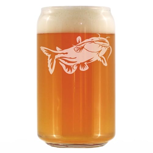 Bevvee Catfish - Beer Can Pint Glass - Catfishing Gifts for Fisherman - Fun Fish Cups - Fishing Decor - 16 oz