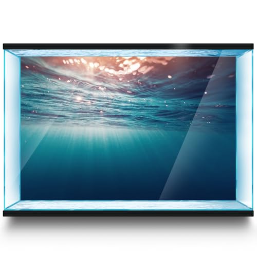 Aquarium Background Stickers - Water, Light, Blue - Fish Tank Reptile Terrarium Decor Poster (60 x 30 cm / (23.6 x 11.8 inches)) - size: 60 x 30 cm / (23.6 x 11.8 inches)