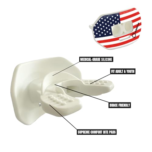O Shield Vortex Graphic Football Mouth Guard, American Flag - color: American Flag