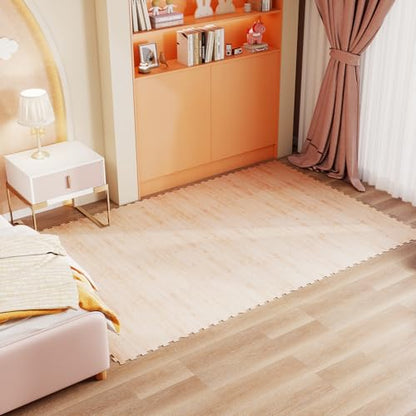 DORTALA 16PCS Interlocking Floor Tiles, Wood Grain Puzzle Printed Foam Tiles, 20'' x 20'' EVA Exercise Gym Mats, Soft Protective Flooring Mats for Home Gym, Living Room, Bedroom & Office - size: 42 sq. ft. (16 pcs)