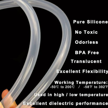 Silicone Tubing 1/2" ID x 5/8" OD - 10ft Length Food Grade Silicon Tube Flexible High Temp Pure Silicone Hose for Home Brewing Wine making (9.84ft) - size: 1/2” ID x 5/8" OD, style: 10 ft