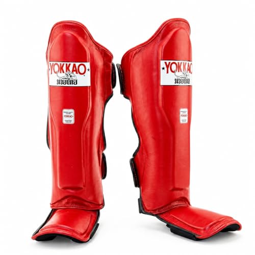 YOKKAO Matrix Muay Thai Kickboxing MMA Shin Guards with Knee Guards - color: Matrix Red, size: Large