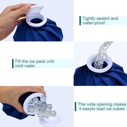 3 PCS Upgrade Ice Pack Injuries Reusable,11in & 9in & 6in Ice Bags Hot Water for Injuries, Soothe Pain and Stay Cool, Old School Style and Traditional Ice Packs, Versatile and Easy to Carry - size: 6+9+11 Inch
