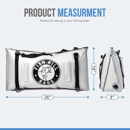 Gusseted Insulated Fish Cooler - Zipper Waterproof Nylon Bag - Portable and Leakproof With Heavy Duty Handles for Travel, Outdoor, Fishing - size: 36 x 18 Inch