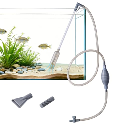 AOZU 3-in-1 Aquarium Vacuum Gravel Cleaner, Adjustable Fish Tank Siphon Cleaner, Aquarium Water Changer and Sand Washer Kit with Hand Siphon Hose & Extension Tube
