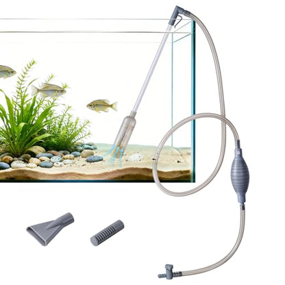 AOZU 3-in-1 Aquarium Vacuum Gravel Cleaner, Adjustable Fish Tank Siphon Cleaner, Aquarium Water Changer and Sand Washer Kit with Hand Siphon Hose & Extension Tube