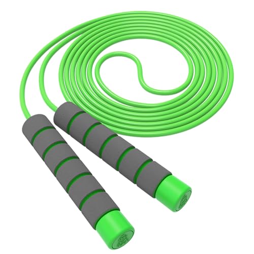 Jump Rope For Kids,Jump Rope Kids,Adjustable Soft Skipping Rope,Toddler Jump Rope With Skin-Friendly Foam Handles For Kids, Boys,Girls,Women, Men,Exercise Activity,Outdoor Fitness - color: Green