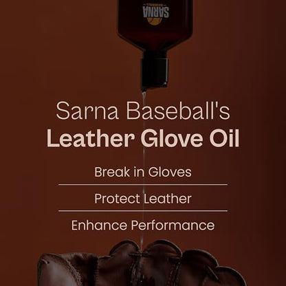SARNA BASEBALL Glove Oil for Softball & Baseball Gloves, 8 Oz – Lanolin-Based Formula, Helps Soften Leather & Prevents Cracking – Game-Ready Glove Oil to Break in Gloves - size: 8oz Baseball