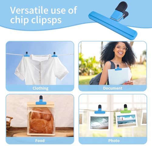 UNIYO 9Pack Large Chip Bag Clips - Assorted Sizes Food Bag Clips Plastic Heavy Seal Grip