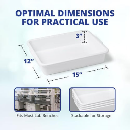United Scientific Polypropylene Multi-Purpose Containment Tray - Plastic Trays for Sterilizing & Drying Lab Supplies - Durable and Temperature Resistant Storage Tray - 15" L x 12" W x 3" H (1 Count) - size: 15" x 12" x 3" (1 Count)