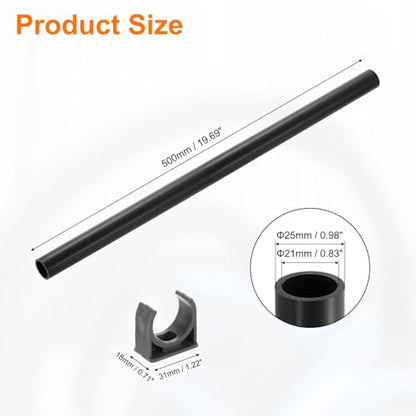 uxcell PVC Rigid Tube, 500mm Length Round Pipe Tubing, 21mm ID 25mm OD Plastic Tubes with Clamp for Aquarium, Water Cooling System, Cable Sleeve, Dark Gray - color: Dark Gray, size: 500mm x 21mm x 25mm