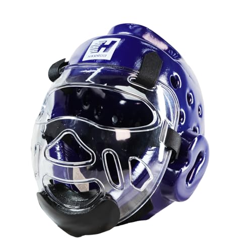 Taekwondo Headgear Karate Headgear with Removable mask for Sparring Partner Muay Thai Taekwondo Karate MMA Training Youth Adults - color: blue, size: Large