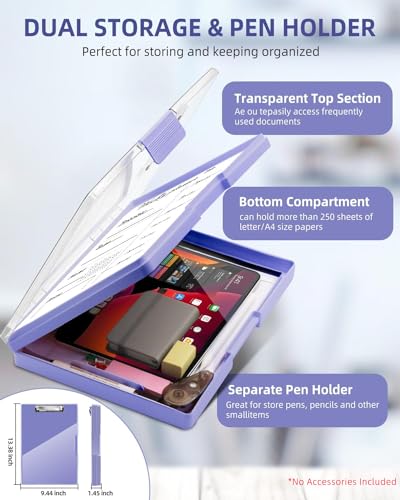Clipboard with Storage, Nurse Dry Erase Clip Board, 8.5x11, Light Purple - color: Light Purple