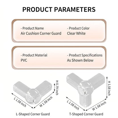 Corner Protectors, Transparent Silicone, Soft Anti-Collision Safety Guards for Table and Cabinet Edges, Large Airbag Design, T-Shape，12 Pieces