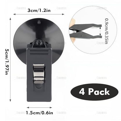 AUEAR, 4 Pack Black Suction Cup Clips Round Holder Multiple Purpose Card Clamp for Car Business Kitchen Office Home Accessories