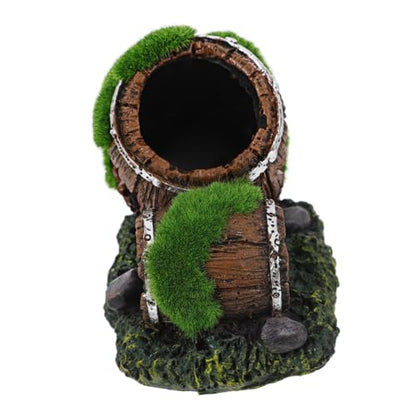 Beaupretty Broken Barrel Aquarium Decoration Resin Dual-Barrel Fish Tank Hideout Freshwater Shrimp Cave for Betta Fish and Aquatic Pets