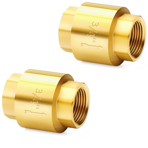 ChillWaves Brass In-Line Spring Check Valve 3/4" NPT Female Thread, One-Way Non-return Vertical Check Valve for Backflow Prevention(2-PACK) - size: 3/4" FNPT, style: PACK OF 2