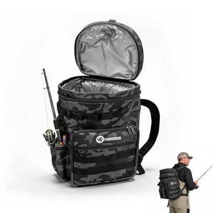Fishing Bucket Organizer for 5 Gallon Bucket, Fishing Tackle Bag with Backpack Straps, Detachable Lid & Multi-Pockets for Storage, Full Water-Resistant (Bucket, Seat & Tools Not Included) - style: Basic (Bucket, Seat & Tools Not Included)