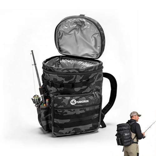 Fishing Bucket Organizer for 5 Gallon Bucket, Fishing Tackle Bag with Backpack Straps, Detachable Lid & Multi-Pockets for Storage, Full Water-Resistant (Bucket, Seat & Tools Not Included) - style: Basic (Bucket, Seat & Tools Not Included)