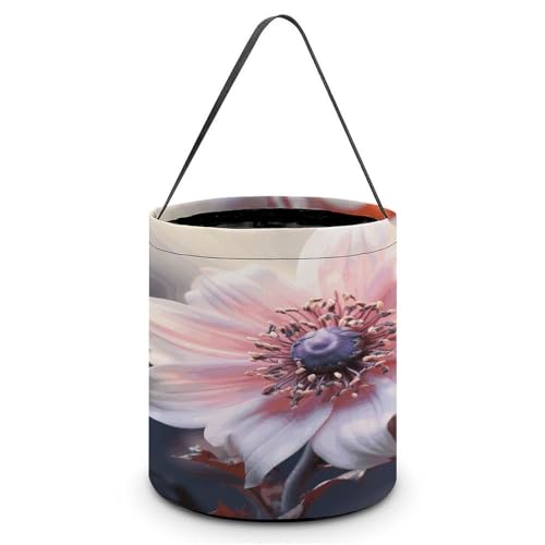 Halloween Trick Or Treat Bags With Handles Collapsible Candy Bucket Reusable Flower Blossom Printed Goody Bucket For Holiday Party Gifts - color: Flower Blossom