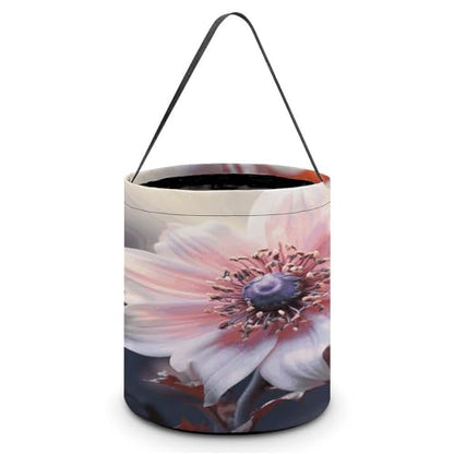 Halloween Trick Or Treat Bags With Handles Collapsible Candy Bucket Reusable Flower Blossom Printed Goody Bucket For Holiday Party Gifts - color: Flower Blossom