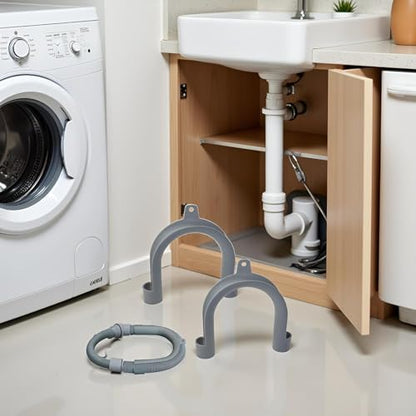 2Pcs Gray Plastic U-Shape Washing Machine Drain Hose Holder - Secure & Organize Drain Hose, 2 Pack