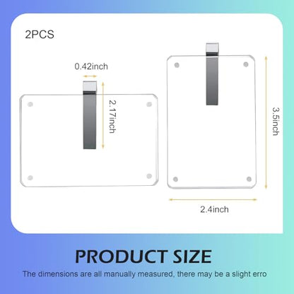 Qurbun 2 PCS Car Picture Holder for Sun Visor, 2.36" x 3.5" Clear Acrylic Personalized Photo Holder, Universal Personalized Car Accessories with Clips for Easy Display (Transparent)