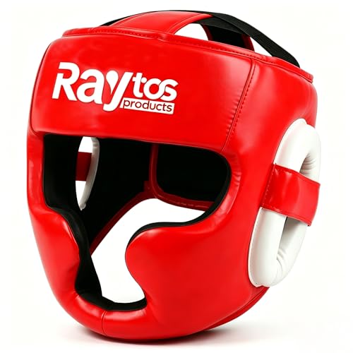 Boxing Headgear for MMA,Sparring,Muay Thai|Head Guards for Men Women | Adjustable,Lightweight,Breathable Protection,Open Face Head Gear,Fits 21-25 in,Kickboxing,Taekwondo,Karate Training Helmet - color: Red