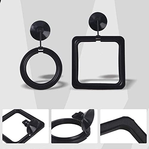 Fish Feeding Ring, Fish Floating Food Feeder with Suction Cup Square Shape Tank Feeder Aquarium Turtle Tank Accessories Food Goldfish, Turtle(Round,Black)