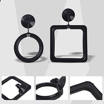 Fish Feeding Ring, Fish Floating Food Feeder with Suction Cup Square Shape Tank Feeder Aquarium Turtle Tank Accessories Food Goldfish, Turtle(Round,Black)