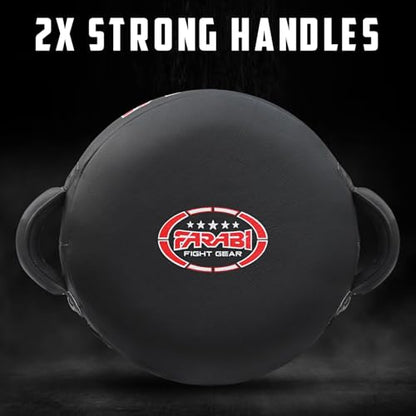 Farabi Sports Round Boxing Pad 100% Genuine Leather Punching Mitts Kick Pad Black Boxing Mitts MMA Muay Thai Taekwondo Kickboxing Training Strike Boxing Pads