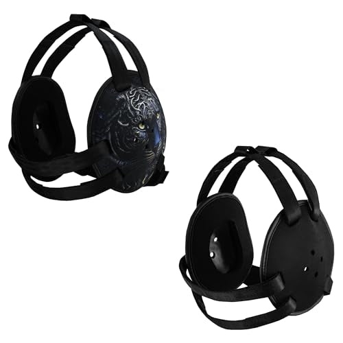 ROAR-INT BJJ Ear Guard New Easy to Adjust Design Wrestling Protective Headgear Wrestling Ear Guard MMA Jiu Jitsu - color: Tiger-Eagle/Black (2pcs)