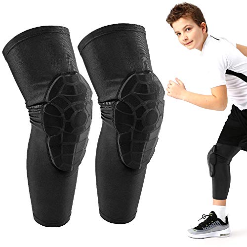 AceList Kids Knee Pads for Youth Ages 4-15, Honeycomb Padded Knee Sleeves for Basketball Baseball Football Volleyball Wrestling Cycling, Anti-Slip Stay-Up Protective Gear, 1 Pair (Size M Black) - color: Knee pads, size: YM(suits for: 7-10 years old)