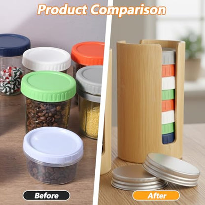 2Pcs Mason Jar Lid Organizer, Bamboo Vertical Storage Holder, Mason Jar Accessories, Bamboo Storage Holder for Home Kitchen Organization & Tumbler Lids (Wide Mouth)